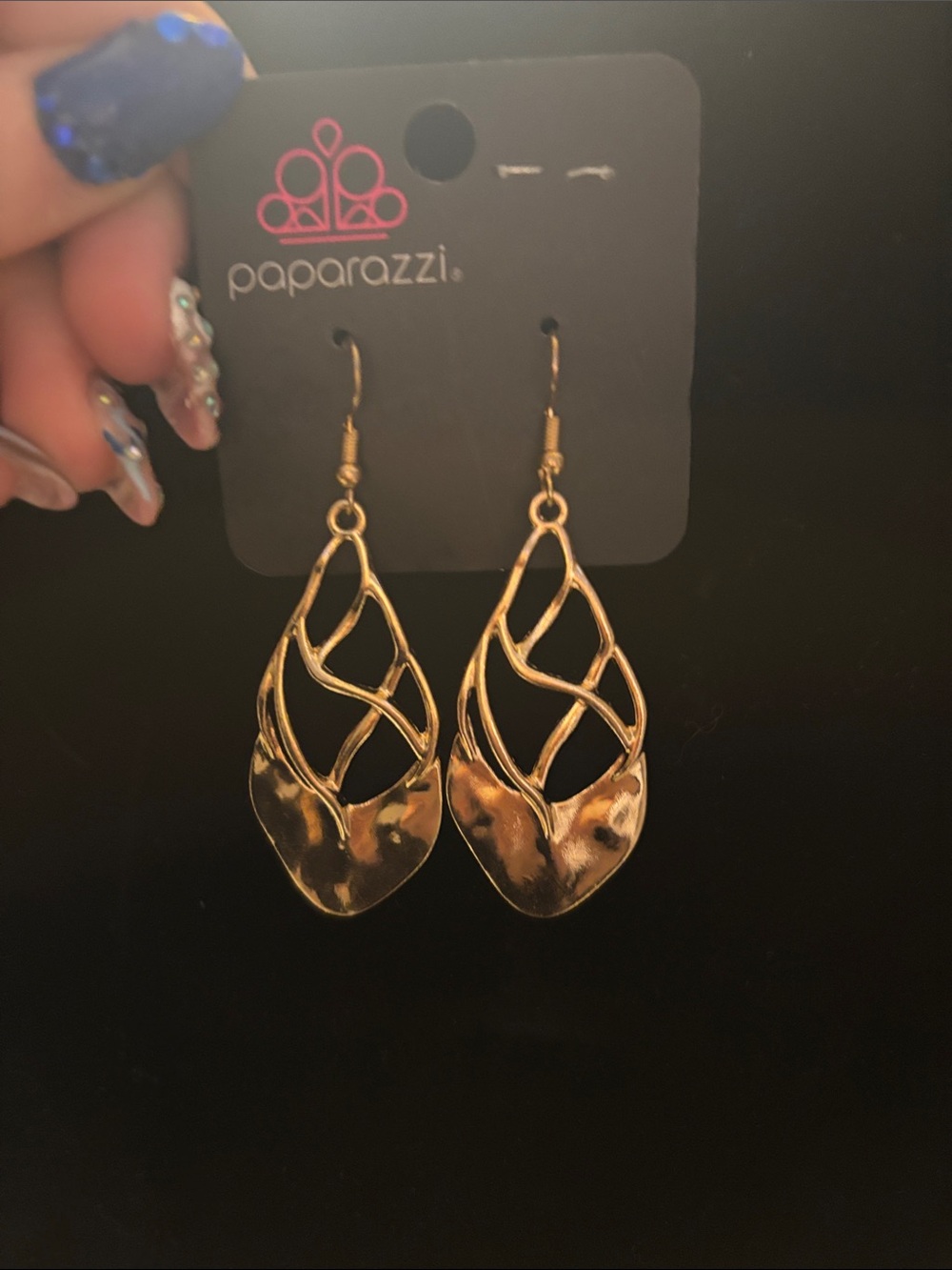 Paparazzi Gold Openwork Teardrop Dangle Earrings - Sculpted Shine